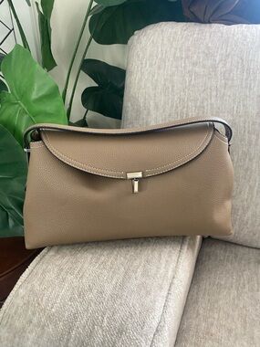 Toteme Taupe Pebbled Leather Shoulder Bag